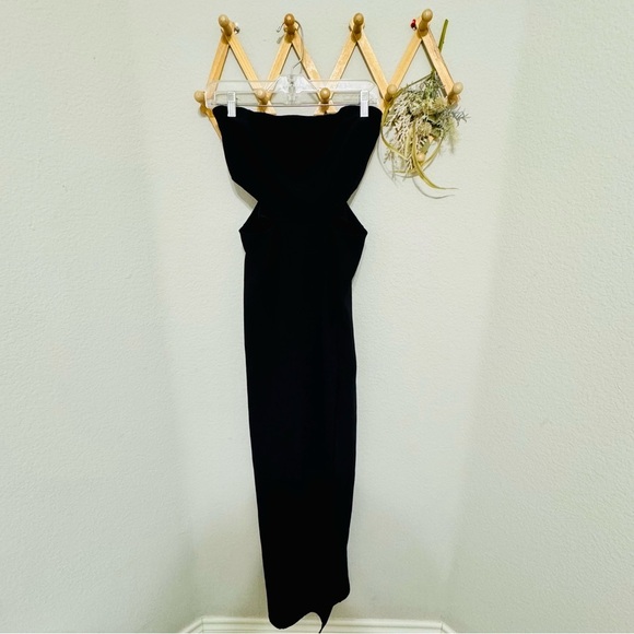 Amanda Uprichard Black Strapless Kloss Cutout Slit Gala Party Gown Maxi Dress S - Picture 4 of 9